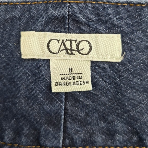 Cato Detailed Seams 3 Button Zipper Closure Jean Skirt Dark Wash 8 - Picture 5 of 7